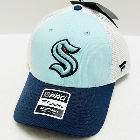 Fanatics Other - Fanatics Seattle Kraken Authentic Pro Trucker Hat Cap‎ Adjustable Snap Blue NHL
